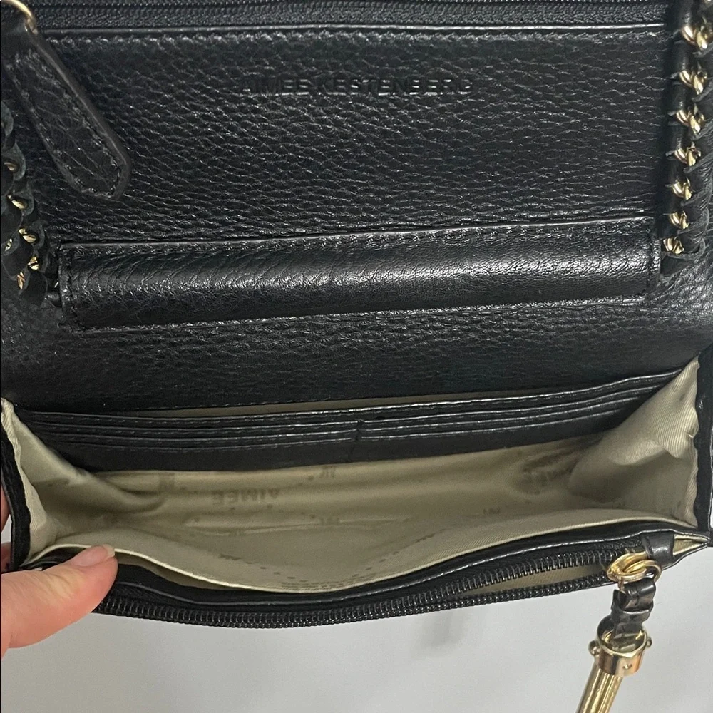 Aimee Kestenberg Black Leather Crossbody Bag with Gold Tassel - Picture 3 of 10